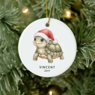 Personalisierte Weihnachts-Landschildkröte mit San Keramik Ornament