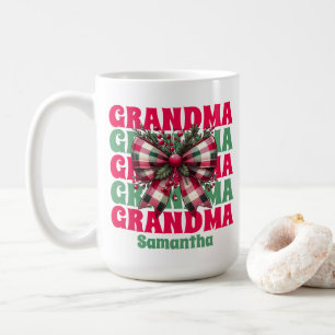 Personalisierte Weihnachts-Oma Coquette Bow Kaffeetasse