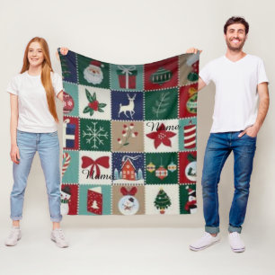 Personalisierte Weihnachts-Patchwork-Flanelldecke Fleecedecke