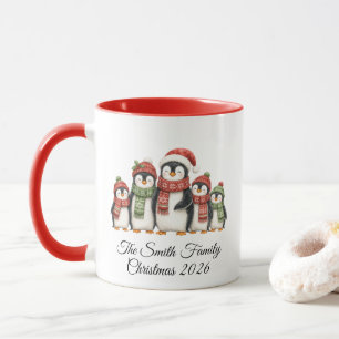 Personalisierte Weihnachts-Pinguin-Familie  Tasse