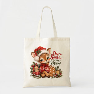 Personalisierte Weihnachts-Rentiere-Leinwand Tragetasche