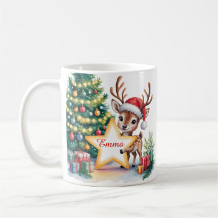 Personalisierte Weihnachts-Rentiere mit individuel Kaffeetasse