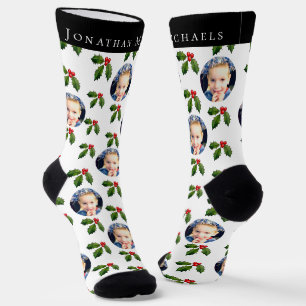 Personalisierte Weihnachts-Stechpalmen-Beeren-Feie Socken