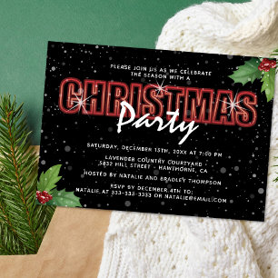 Personalisierte Weihnachts-Stechpalmen-Party Einladung