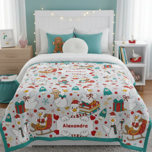 Personalisierte Weihnachts Süße Gans Name  Sherpadecke