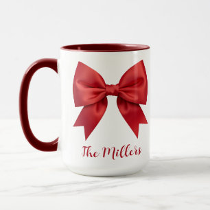 Personalisierte Weihnachts-Tasse mit roter Schleif Tasse