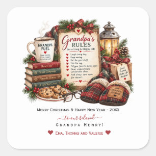 Personalisierte Weihnachts- und Neujahrskarte für Quadratischer Aufkleber