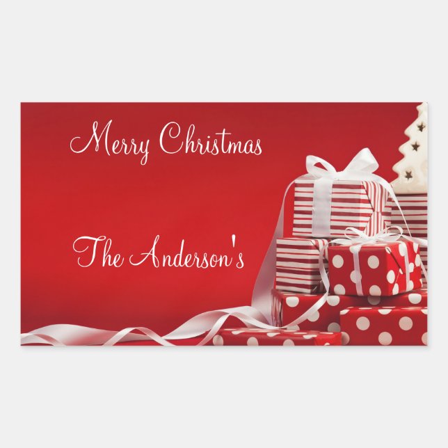 Personalisierte Weihnachtsaufkleber/Geschenke Rechteckiger Aufkleber (Vorderseite)