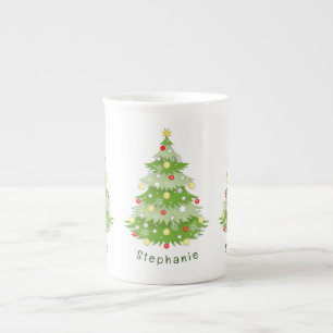 Personalisierte Weihnachtsbaum-Knochen-China Tasse