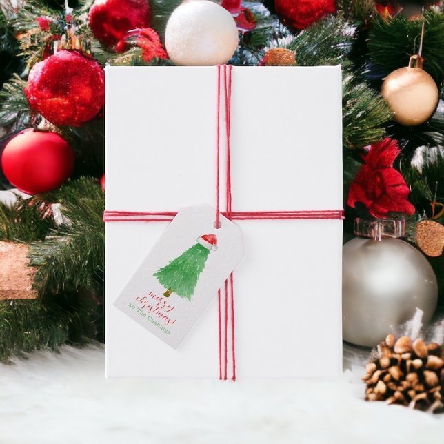 Personalisierte Weihnachtsbaum-Weihnachtsmannmütze Geschenkanhänger (Von Creator hochgeladen)