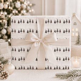 Personalisierte Weihnachtsbäume im Karomuster für Geschenkpapier
