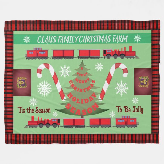 Personalisierte Weihnachtsbaumfarm 2.0 Fleecedecke (Vorderseite (Horizontal))