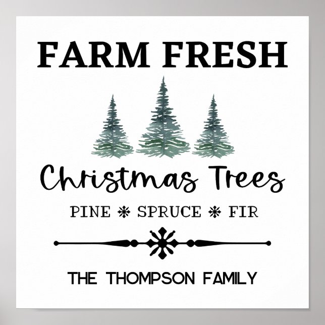 Personalisierte Weihnachtsbaumfarm Art Print 12x12 Poster (Vorne)