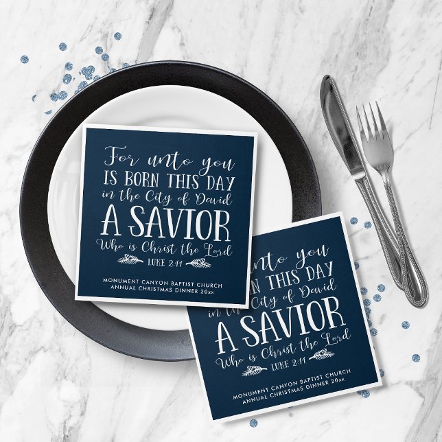 Personalisierte Weihnachtsbibel Verse Typografie B Serviette (Personalized Christmas Bible Verse Typography Blue Napkins)