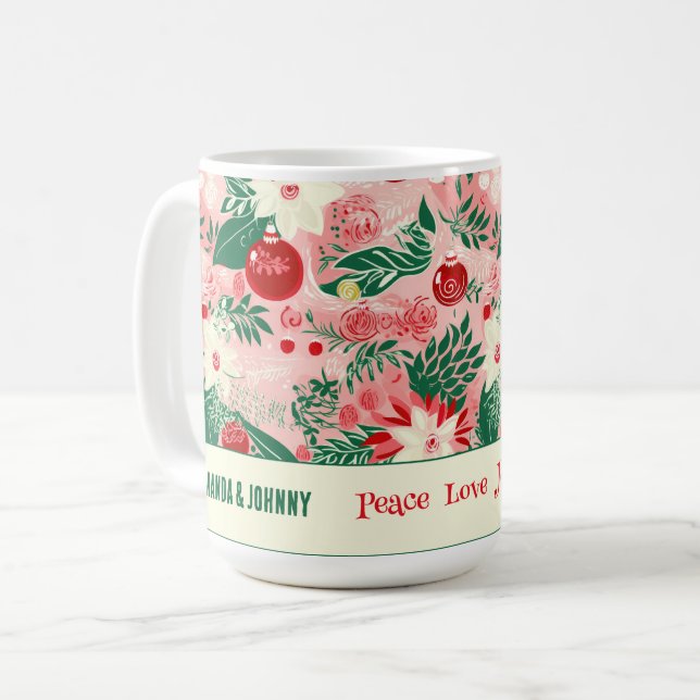 Personalisierte Weihnachtsblumen Kaffeetasse (Vorderseite Links)