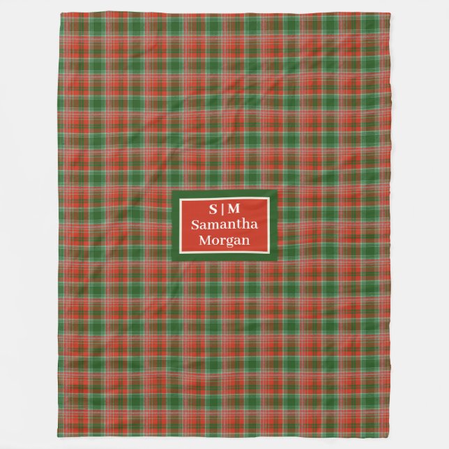 Personalisierte Weihnachtsdecke im Monogramm-Stil Fleecedecke (Vorderseite)