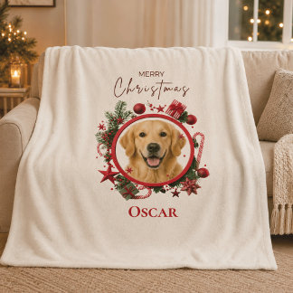 Personalisierte Weihnachtsdecke mit Haustierfoto Fleecedecke