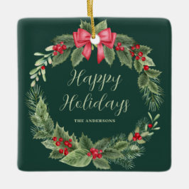 Personalisierte Weihnachtsdekoration im grünen Kra Keramikornament