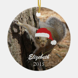 Personalisierte Weihnachtseichhörnchen-Verzierung Keramik Ornament