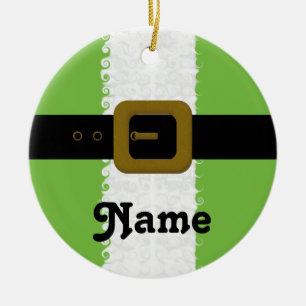 Personalisierte Weihnachtself-Verzierung Keramikornament