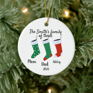 Personalisierte Weihnachtsfamilie 2023 Keramik Ornament
