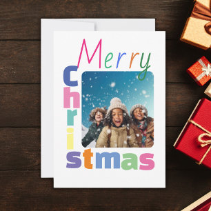 Personalisierte Weihnachtsfamilie Moderne Farben Feiertagskarte