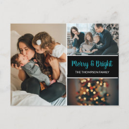Personalisierte Weihnachtsfamilienfoto-Collage Ankündigungspostkarte