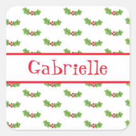 Personalisierte Weihnachtsfeier & Berries Square S Quadratischer Aufkleber