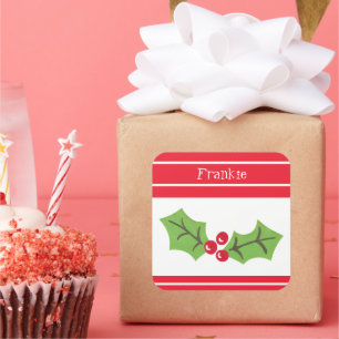 Personalisierte Weihnachtsfeier & Berries Square S Quadratischer Aufkleber
