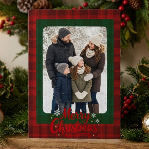 Personalisierte Weihnachtsfeier-Foto mit rotem grü Einladung