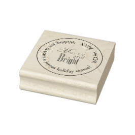 Personalisierte Weihnachtsfeier "Merry and Bright" Gummistempel