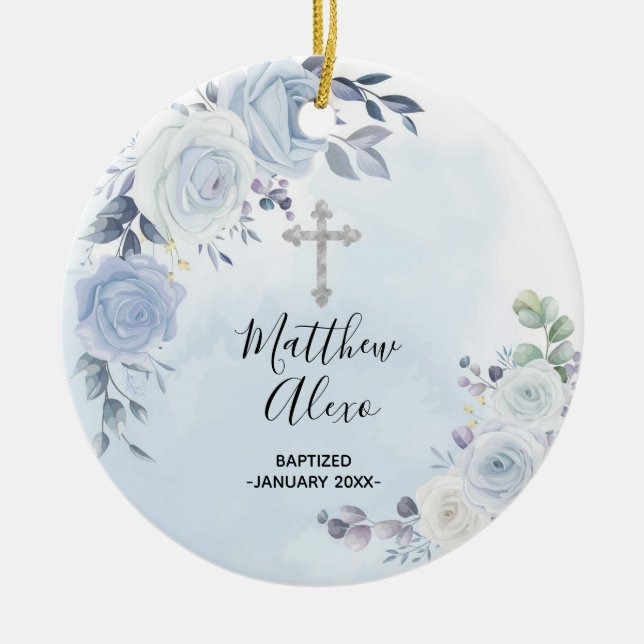 Personalisierte Weihnachtsfeier Taufe Keramik Orna Ornament (Vorne)