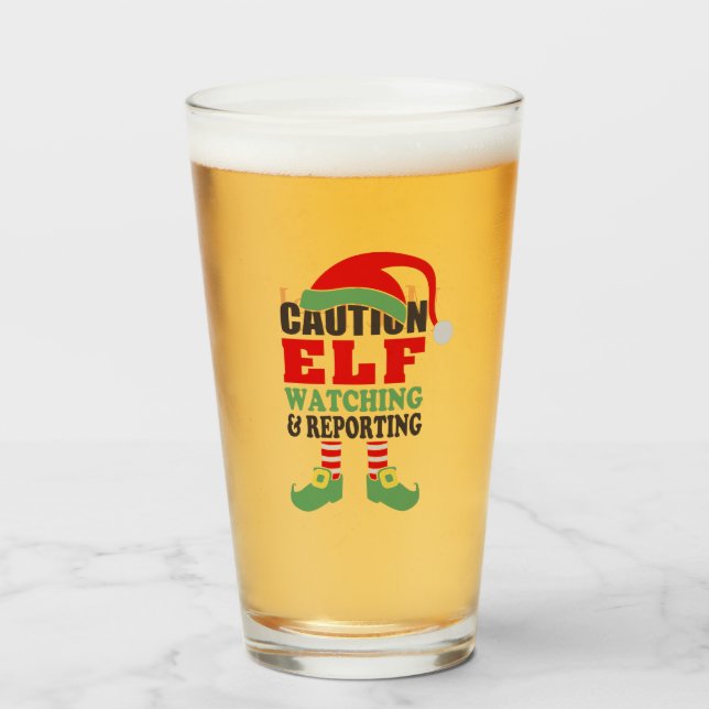 Personalisierte Weihnachtsfeier "Vorsicht, Elf-Beo Glas (Vorne (Gefüllt))