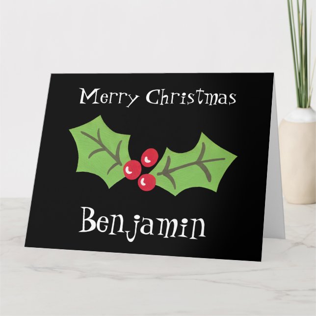 Personalisierte Weihnachtsfeiern & Berries Karte (Vorderseite)