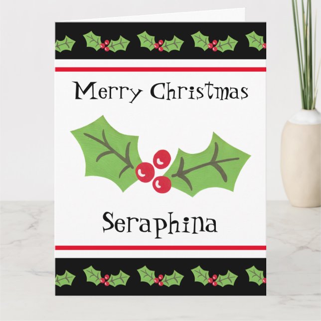 Personalisierte Weihnachtsfeiern & Berries Karte (Vorderseite)