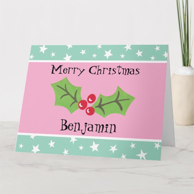 Personalisierte Weihnachtsfeiern & Berries Karte (Vorderseite)