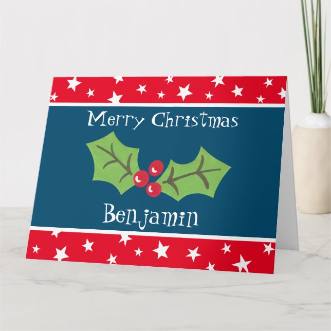 Personalisierte Weihnachtsfeiern & Berries Karte (Vorderseite)