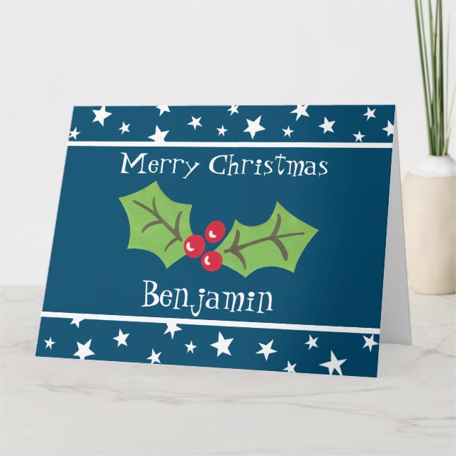 Personalisierte Weihnachtsfeiern & Berries Karte (Vorderseite)