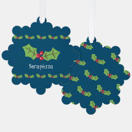 Personalisierte Weihnachtsfeiern & Berries Ornament Karte