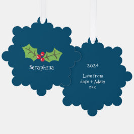 Personalisierte Weihnachtsfeiern & Berries Ornament Karte