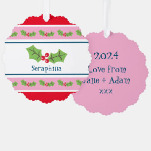 Personalisierte Weihnachtsfeiern & Berries Ornament Karte