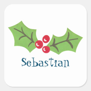 Personalisierte Weihnachtsfeiern & Berries Quadratischer Aufkleber