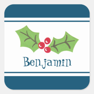 Personalisierte Weihnachtsfeiern & Berries Quadratischer Aufkleber