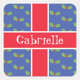 Personalisierte Weihnachtsfeiern & Berries Quadratischer Aufkleber