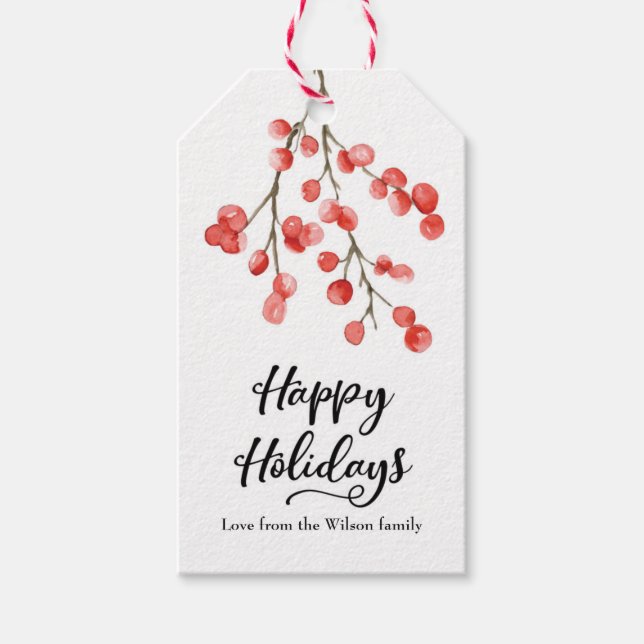 Personalisierte Weihnachtsfeiertage Berry Tags Geschenkanhänger (Vorderseite)
