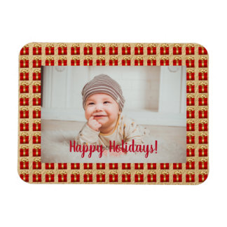 Personalisierte Weihnachtsfeiertage in Rot und Gol Magnet