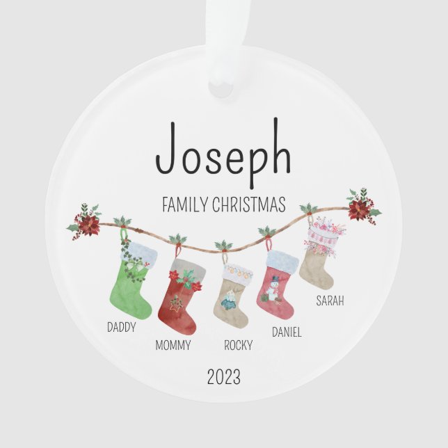Personalisierte Weihnachtsfeiertage Strümpfe Ornament (Vorderseite)
