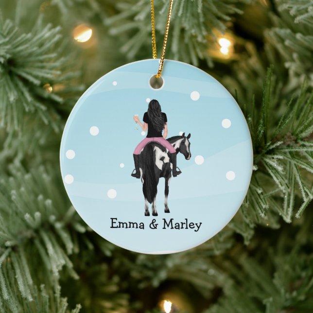 Personalisierte Weihnachtsferien, anpassbares Pfer Keramik Ornament (Baum)