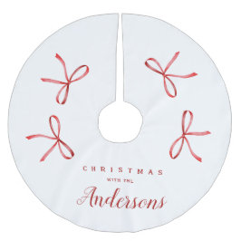 Personalisierte Weihnachtsferien - Rotes Band Polyester Weihnachtsbaumdecke