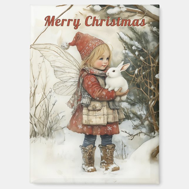 Personalisierte Weihnachtsgebäck & Bunny Geschenk Magnet (Vorderseite)